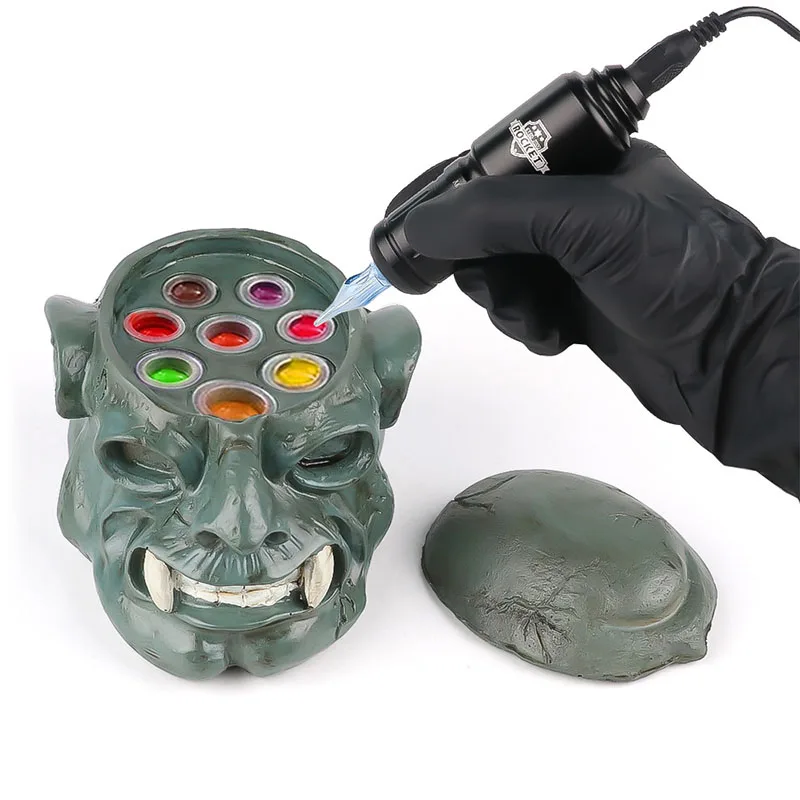 Tattoo Supply Hard Resin Skull Permanent Makeup Accessories Bloodsucker 7 Holes Tattoo Pigment Stand Ink Cup Holder