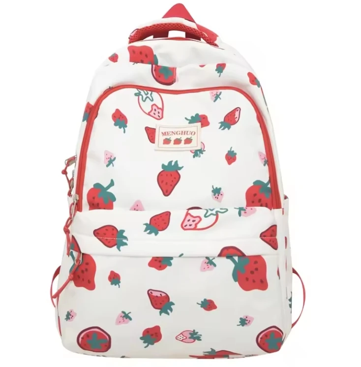 Strawberry Bea Y Bear Pattern Unisex Backpack Large Capacity Cute Customized New School Bag Waterproof Fasion Notebook Bag