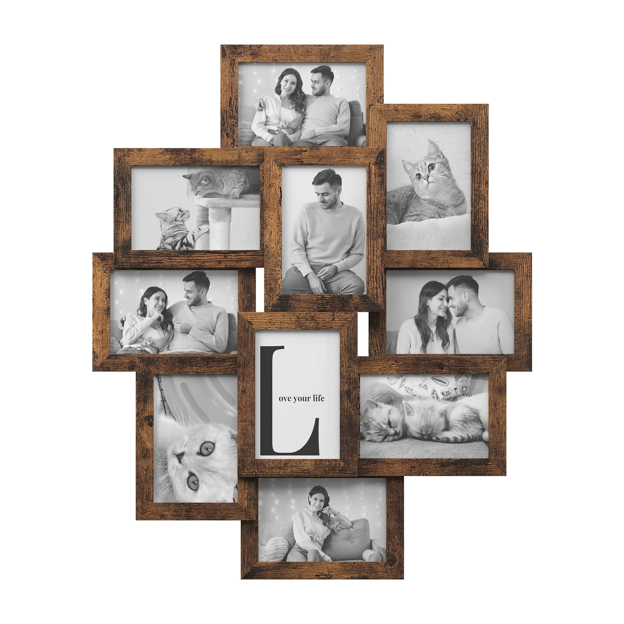 SONGMICS Wall Mounted Collage Picture Frames for 10 Photos in 10 x 15 cm Decorative Photo Frame