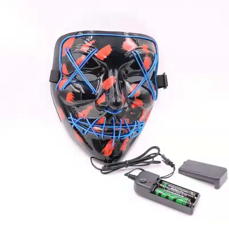 Factory Wholesale Led Light Up Black Halloween Scary Face Mask Masquerade Cosplay for Men Women Kids