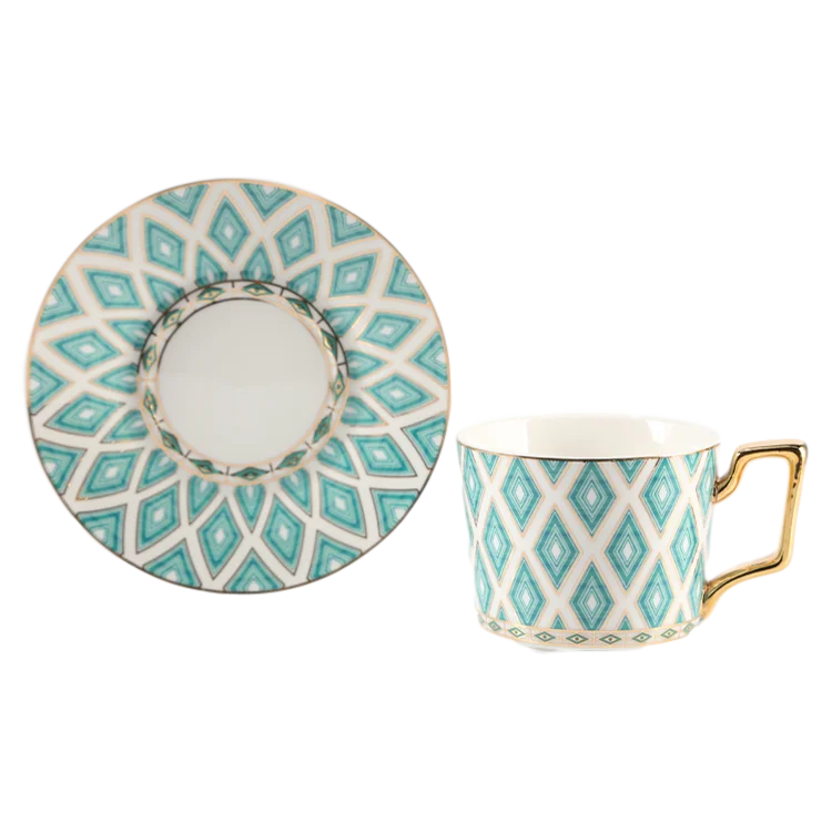 SU08 Graceful Exclusive Home Service Ceramic China Coffee Tea Cup and Saucer Sets