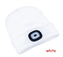 Logo Customized Embroidered 4 Led Lighted Running Hat Beanie Headlamps Outdoor Winter Led Light Hat Button Battery