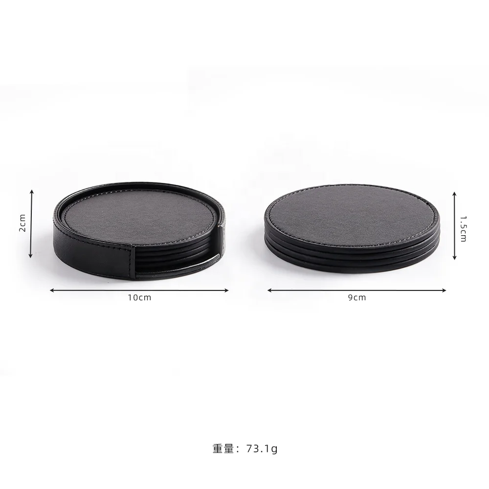 Black Wholesale Customized Round Place Mat Leather Luxury Dining Table Mats Set For Decoration