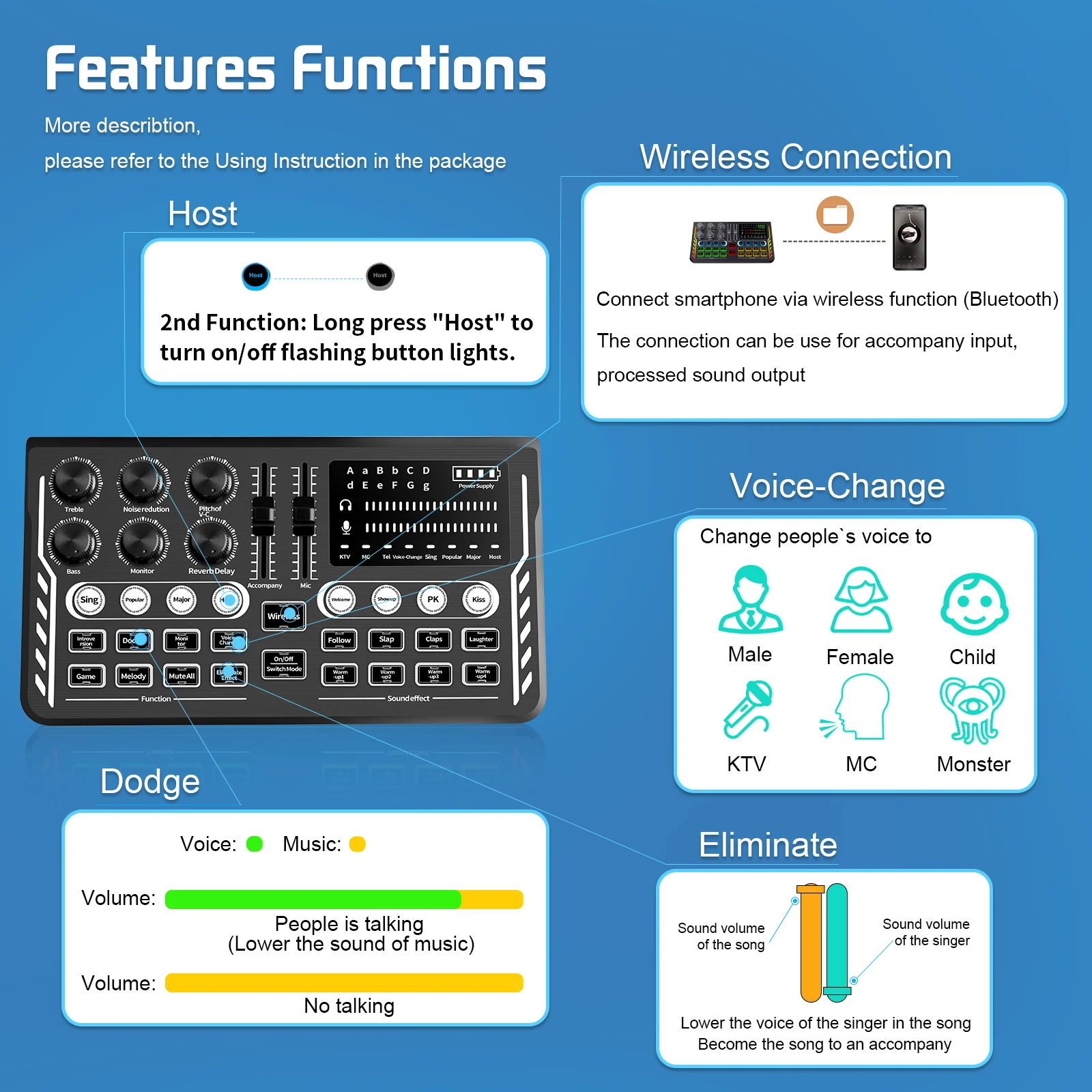 Recording Studio XLR Desktop Condenser Microphone and Monitor Headphone With Sound Card with mixer Podcast
