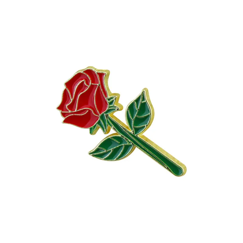 Romantic Red Rose Enamel Pins Flowers Brooches Lapel Backpack Badges Floral Plant Jewelry Lover Mothers Day Gift for Lover
