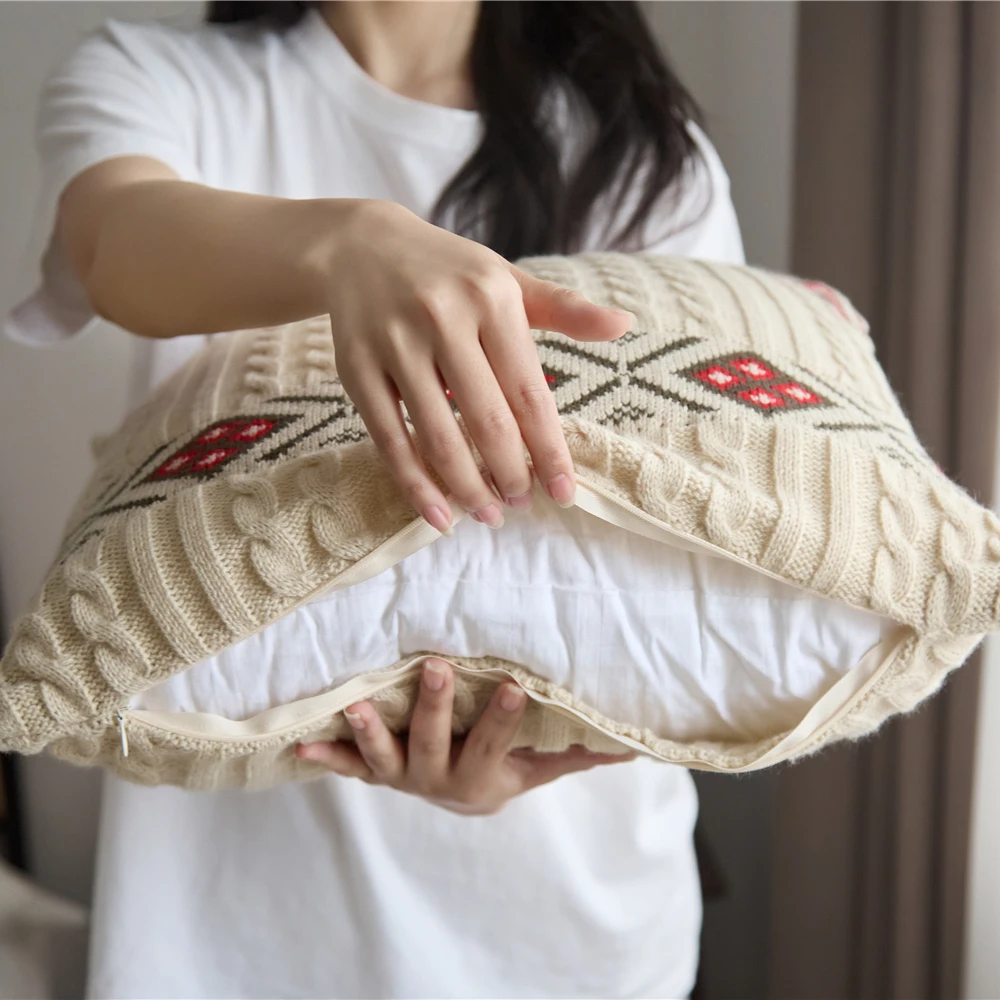 WD Decorative Moroccan Acrylic Knitted Throw Pillow Case for Home Decor Cushion Cover