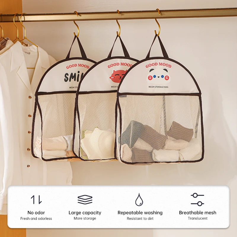 2024 New Hanging Organizer Sock Mesh Hanging Storage Bag For Closet Household Dormitory Wall