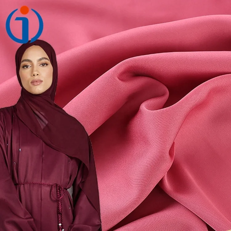 2025 New Design Premium Japanese Light Weight 90gsm 100% Polyester Imitated Silk Dyed Abaya Stretch Satin Fabrics