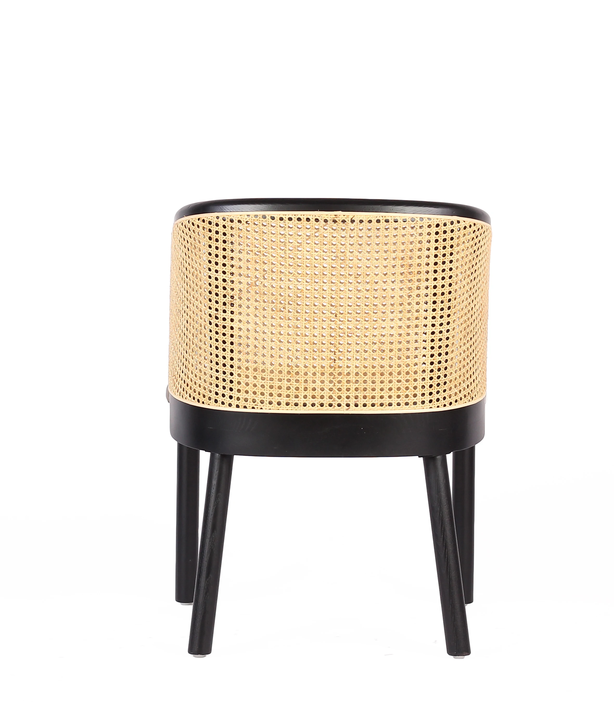 
High Quality Nordic Wooden Cafe Rattan Arm Chair Solid Wood High Back Chair Rattan 