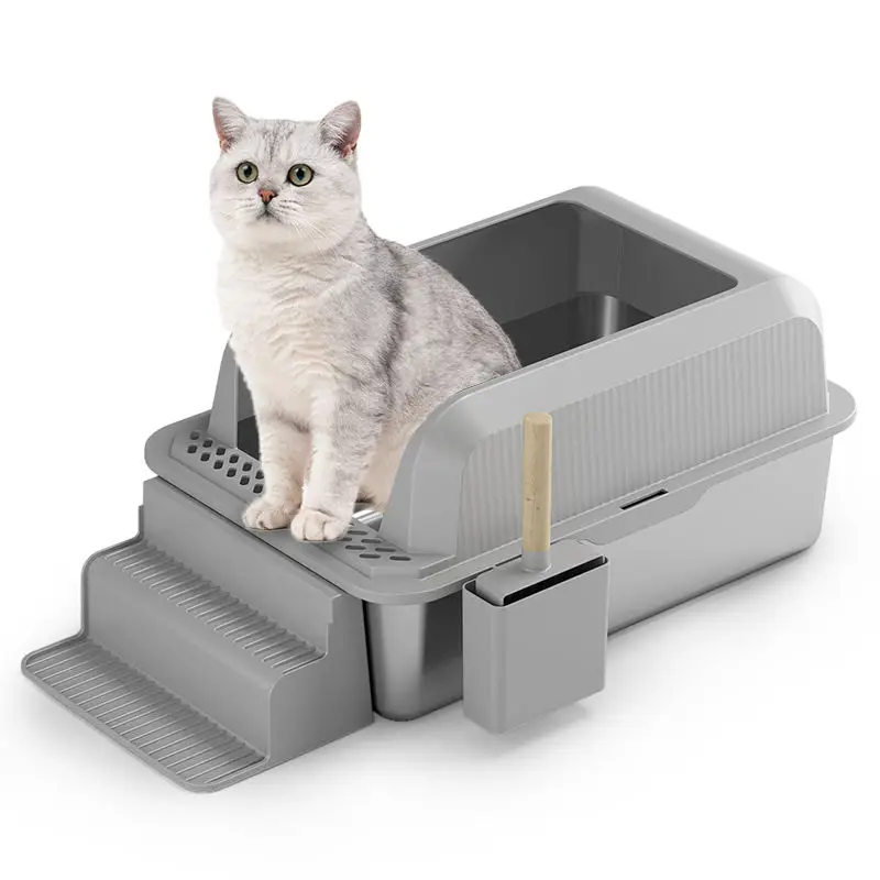 Wholesale Indoor Cat Litter Box Pet Toilet Furniture Large Capacity Stainless Steel Cat Sandbox