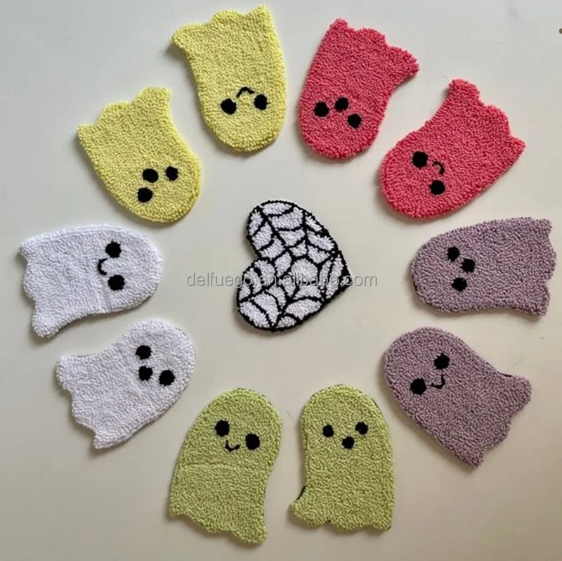 Halloween Decorations Handmade Ghost Pumpkin Luxury Mug Rug Punch Needle Coaster