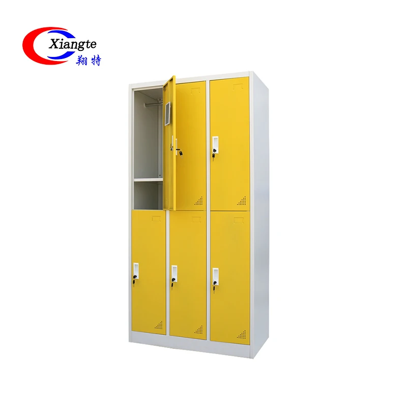 
6 Doors Metal Dressing Room Wardrobe Colorful Gym Cubby Changing Room Lockers 