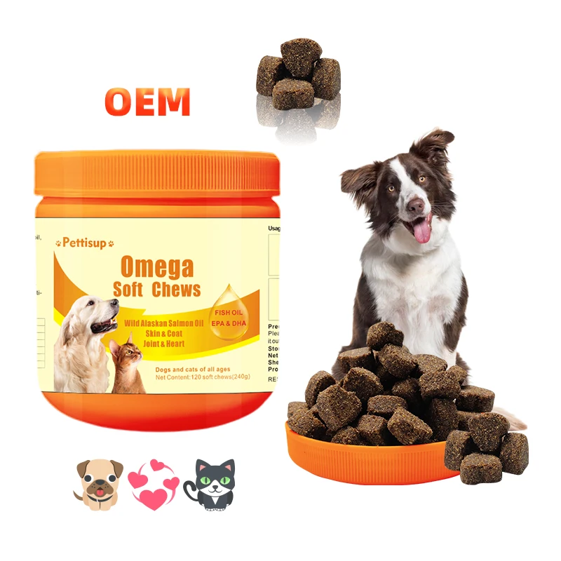 OEM ODM Omega-3 домашнее животное мягкое жевание-рыбий жир для собак с EPA & DHA-способствует здоровью сердца кожи шерсти суставов и иммунитета