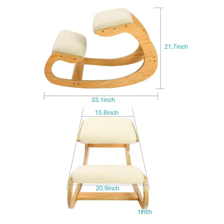Ergonomic Office Kneeling Chair Rocking Chair Bamboo Wood Folding Stool For Home Desk Posture Corrective Seat for Back support