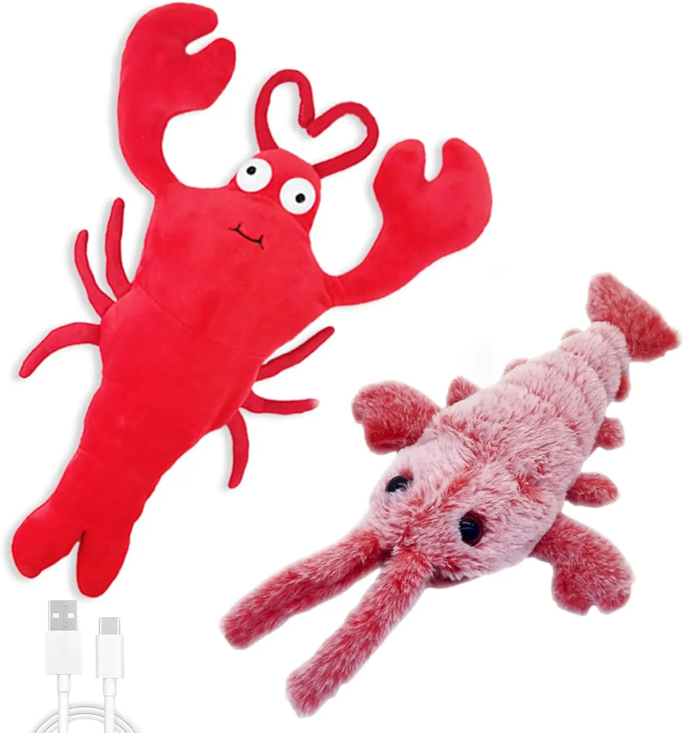 Wiggle Lobster Cat Toy Modes Plush Floppy Lobster Interactive Dog Toy 2024 USB Rechargeable Cat Chew Kicker Toy for Indoor Pet