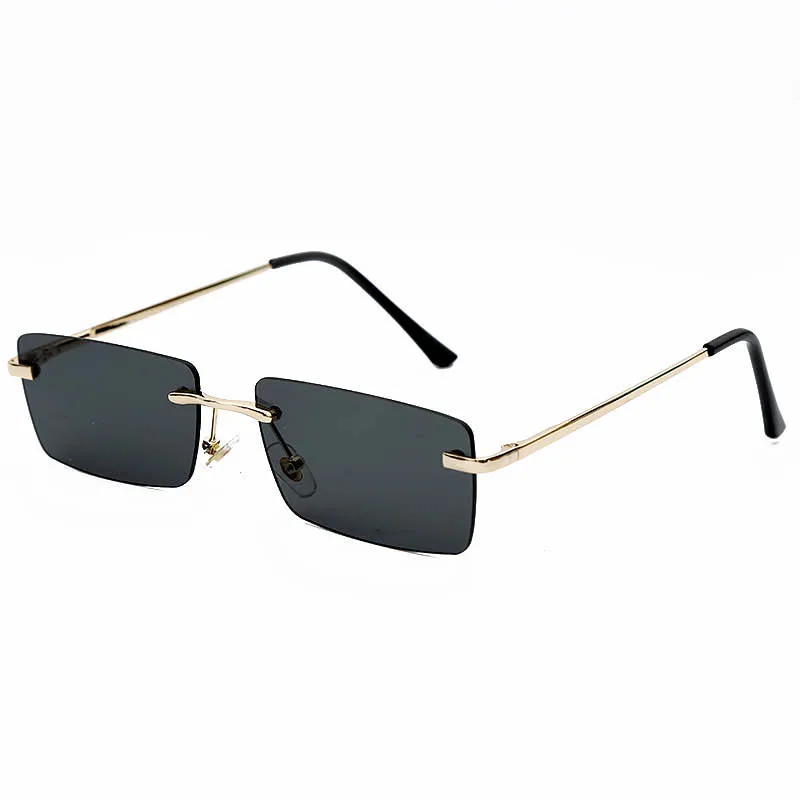 2021 Hot Selling Vintage Small Fashion Rectangle Metal Retro Trendy Women Men Rimless Transparent Shades Sun Glasses Sunglasses