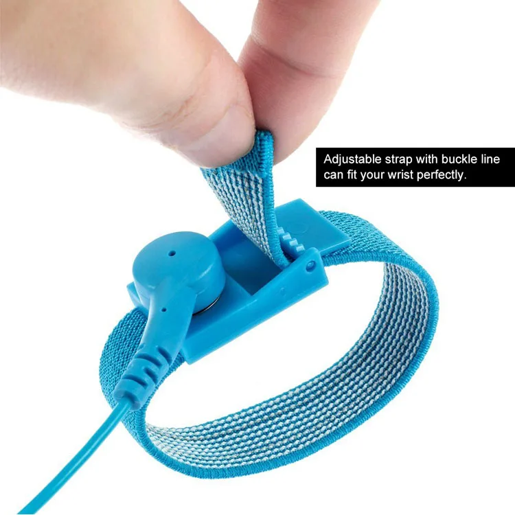 New Arrival Adjustable Anti Static Bracelet Electrostatic ESD Cable Reusable Wrist Belt Band Strap Hand With Grounding Wire blue