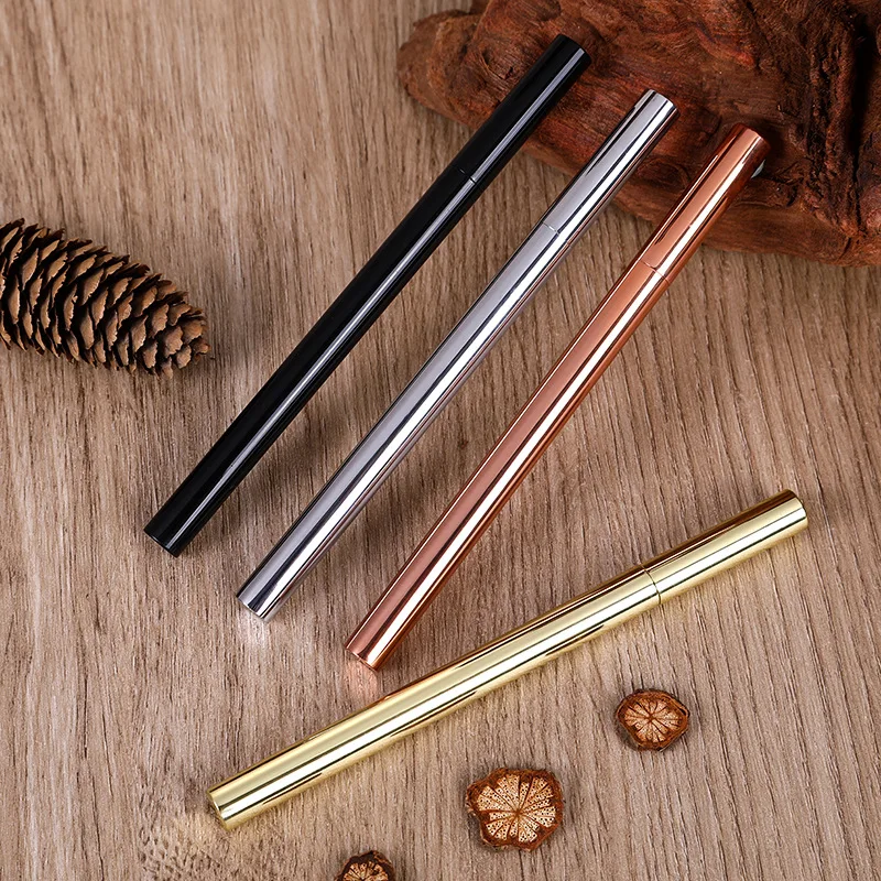 Full rose gold full chrome metal pen round barrel metal gel ink pen