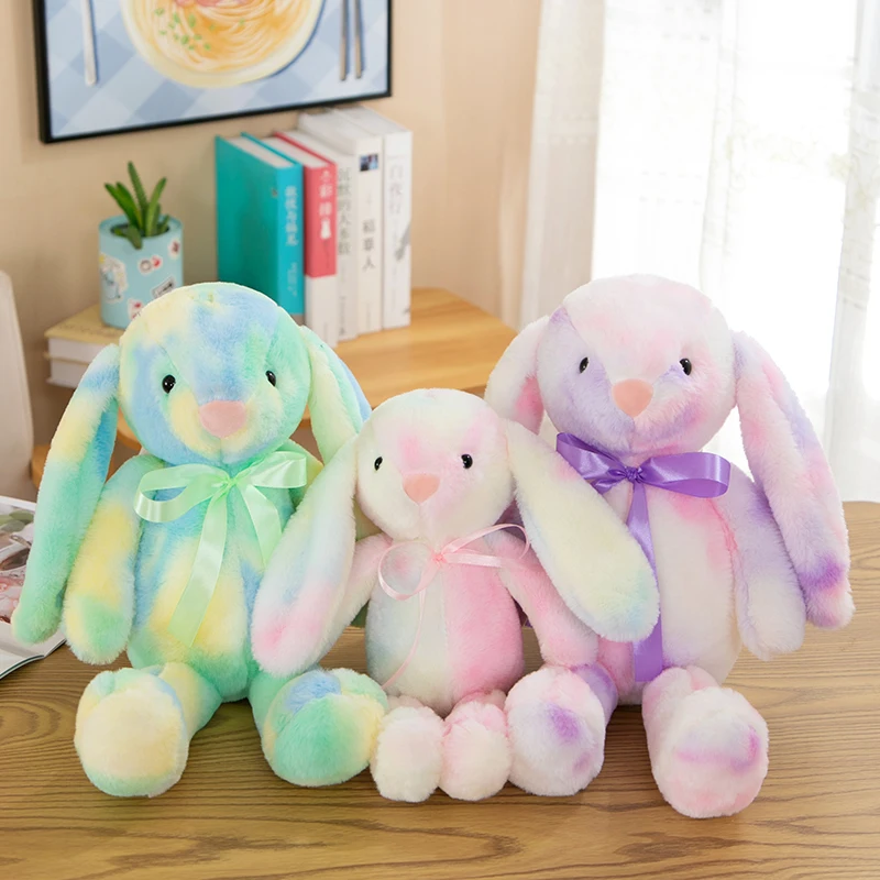 Colorful Rainbow Easter Bunny Rabbit Plush Toys Anime Doll Stuffed Animals for Gift Toddler Infant