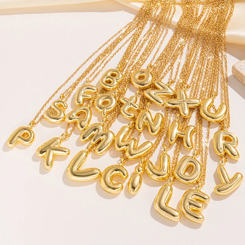 Titanium Steel Letter Necklace Women Accessories Custom Fine Jewelry Necklaces Jewelry Initial Letter Name Bubble Necklace Gold