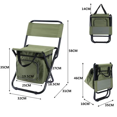  Hot Fishing Products Foldable Chairs Camping Chair with Cooler Bag Compact Stool for Ourdoor Carp Fish