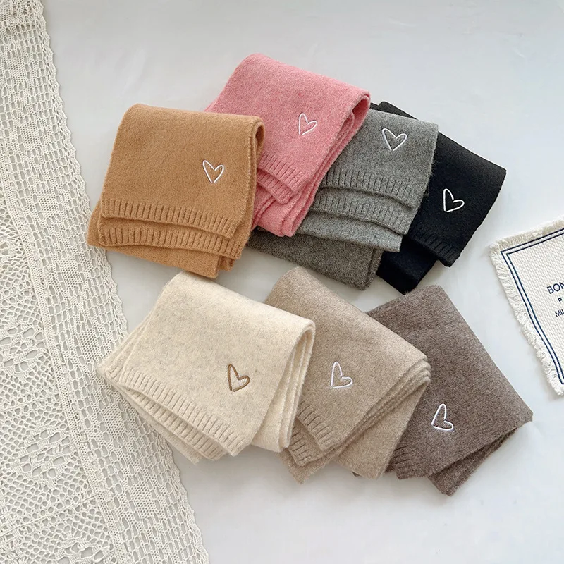 Autumn and winter solid color knitted scarf baby coffee color soft waxy bib boys and girls children Knitting Hat Scarf set