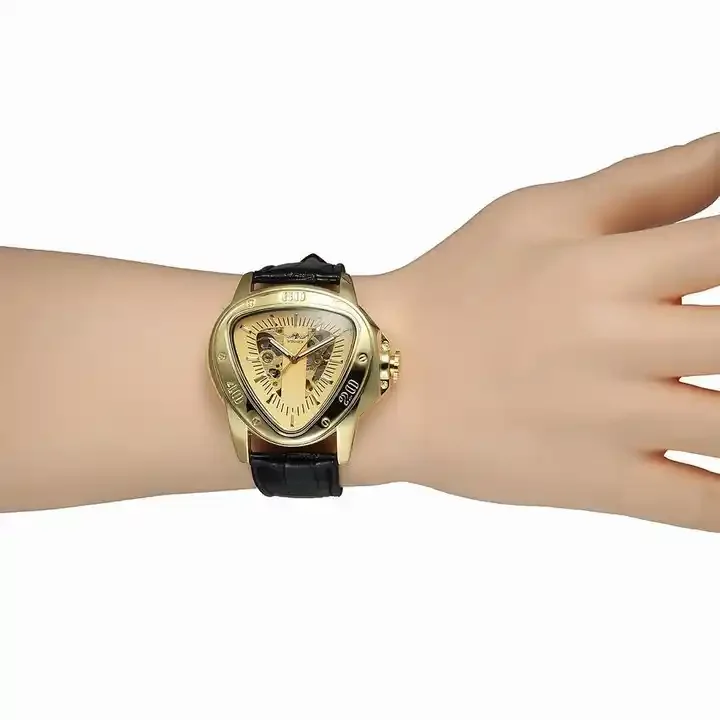 WINNER 052G 052 Brand Luxury Steampunk Fashion Golden Watch Skeleton Movement Mysterious Men Automatic Mechanical Wrist Watches