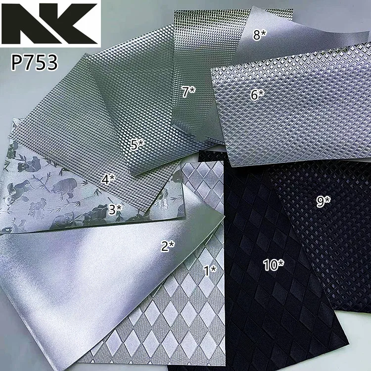 P753   New Silver Black Embossed PU Artificial Leather Utensil Bag Handbag Phone Case Belt