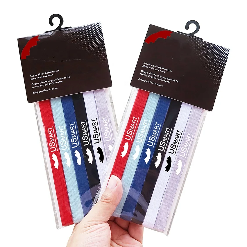 Custom Logo Printed Sports Headbands Thin Elastic Silicone Head Bands For Women and Men