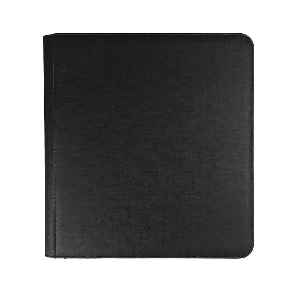 12 Pocket Black Trading Card Album 480 Side Loading Pocket Binder with Zipper for Football Cards, Baseball Cards