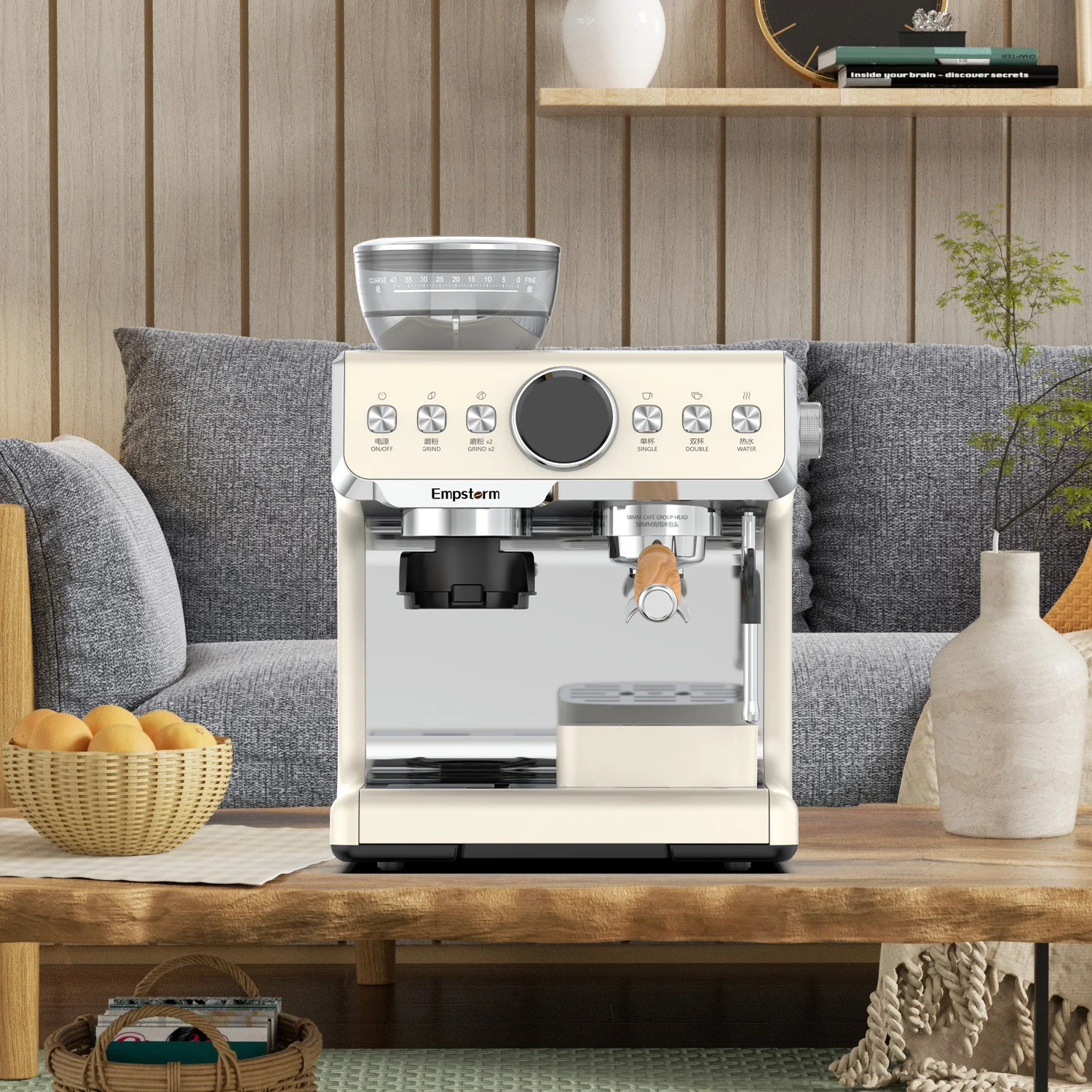 Office semi-Automatic Espresso Coffee Machine 20bar Pump commercial coffee maker for Grinding and Making Coffee