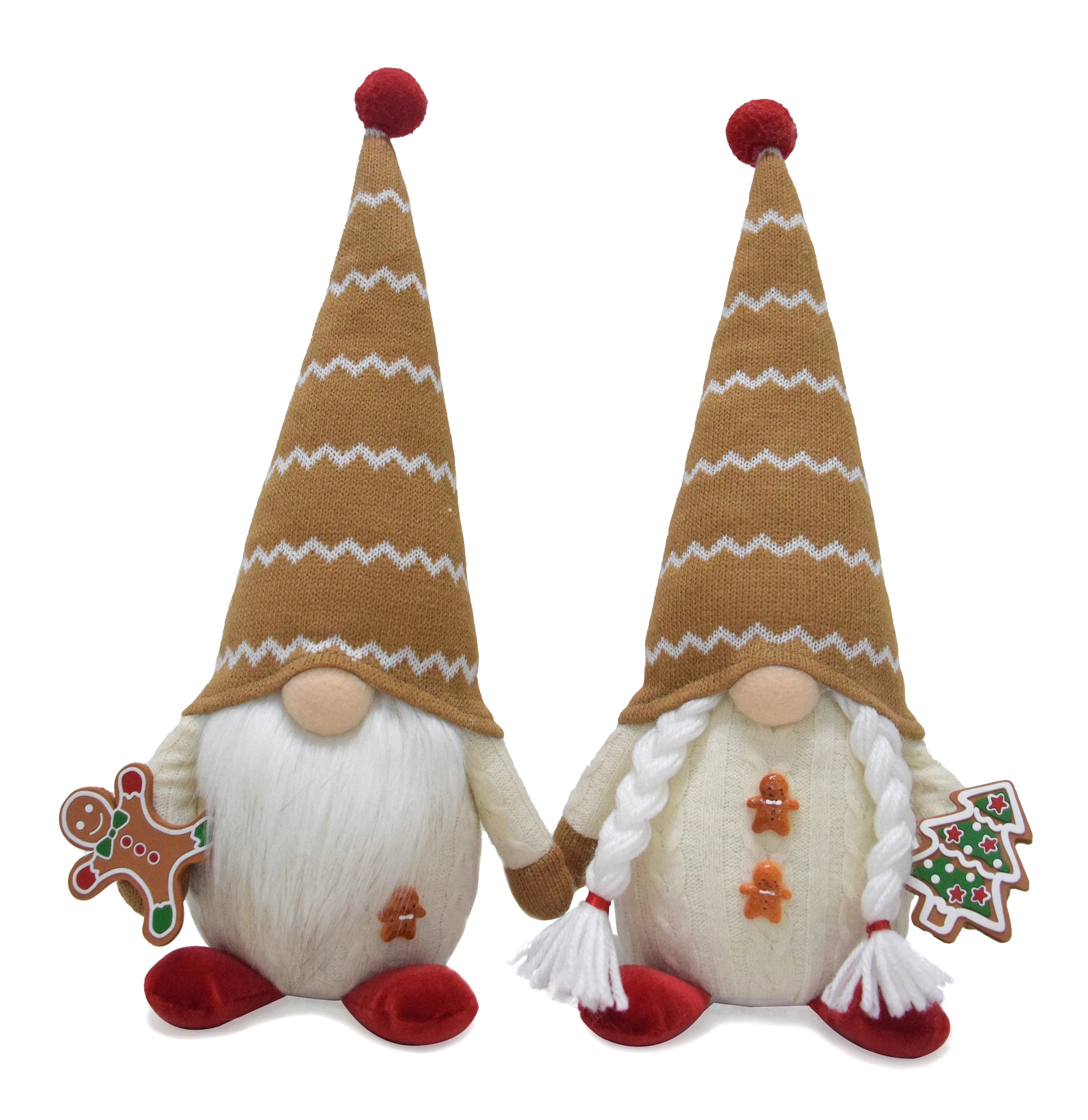 Delux New Arrival Gingerbread Design Couple Gnome Stuffed Plush Toy Custom Christmas Decorations Christmas Gnomes Plush Ornament