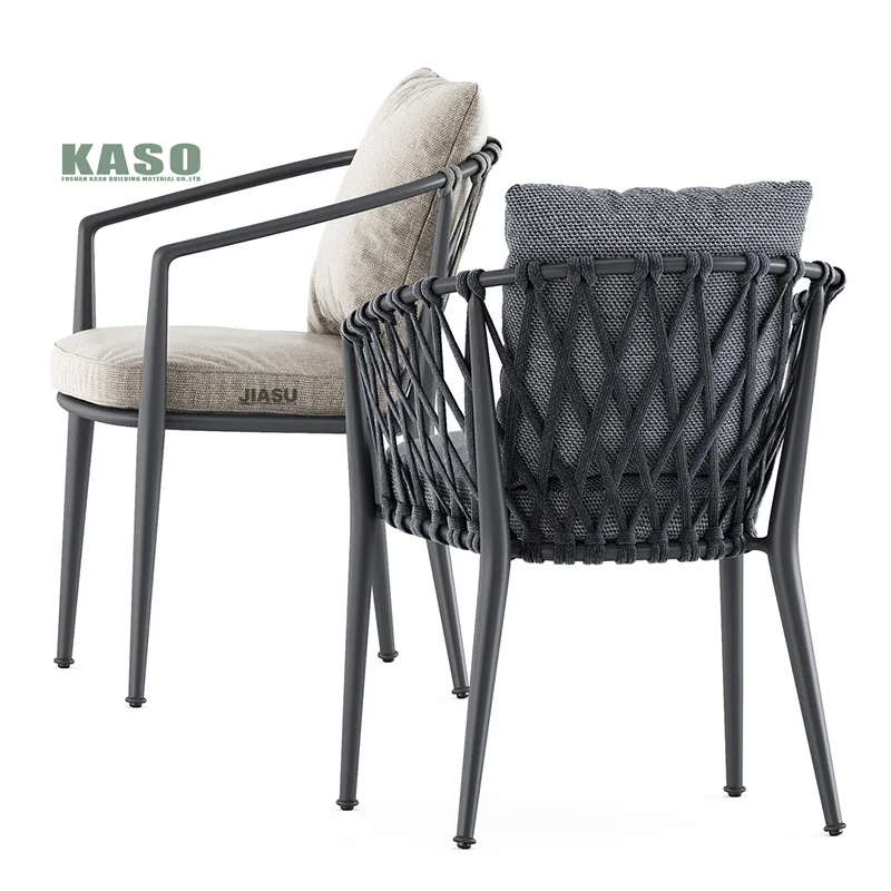Garden Furniture Patio Chair Table Set Restaurant Cafe Modern Rattan Dinning Lounge Sofa Chair Aluminum Rope Outdoor Chair