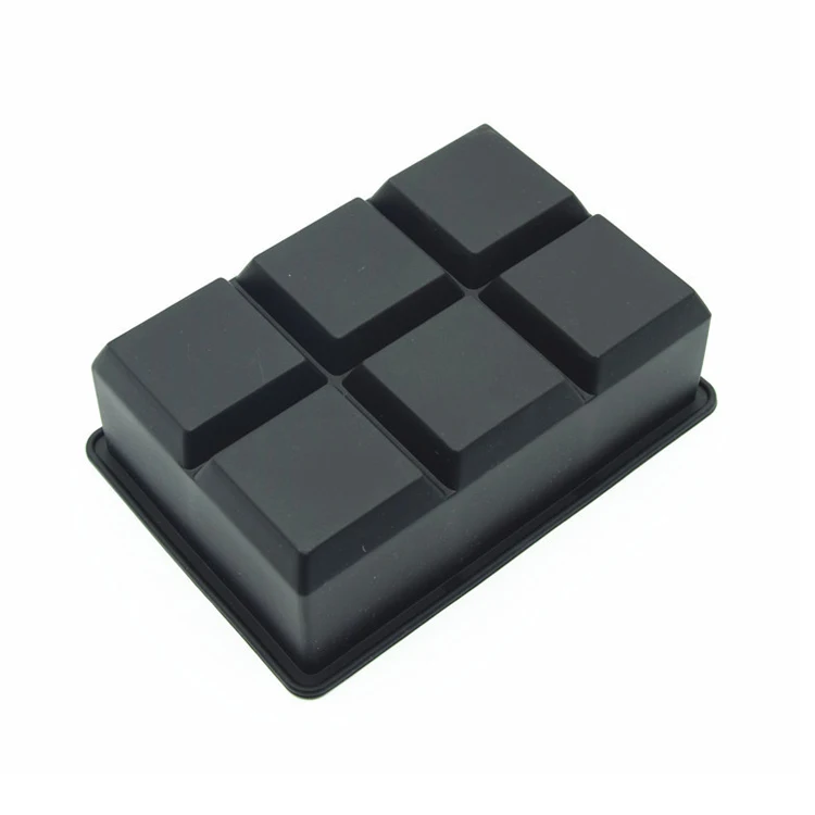No Odors large block silicone ice cube tray mold stackable 6 cavity square silicon ice cube trays with lids