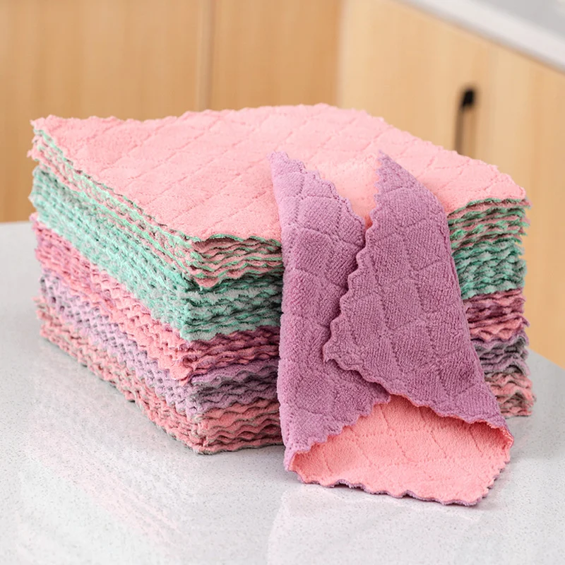 24Pack Kitchen Dishcloths Reusable Dish Towels Dish Cloths Absorbent Coral Fleece Cleaning Cloths
