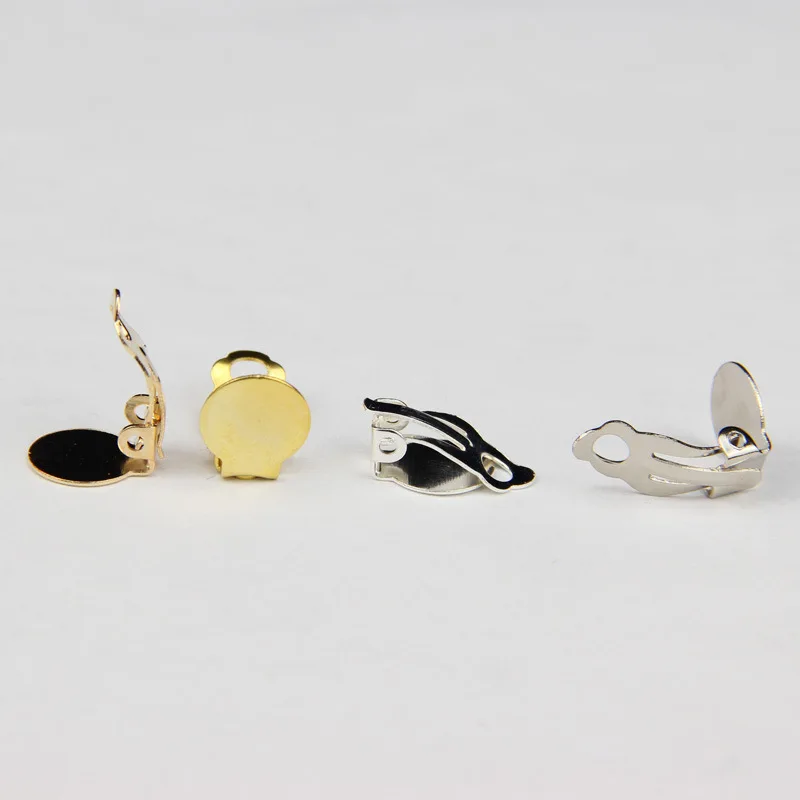 200pcs/bag Metal Clip On Earring Finding fit Silicone10mm Pad Frog Ear Parts Jewelry Non Pierced Earrings clips