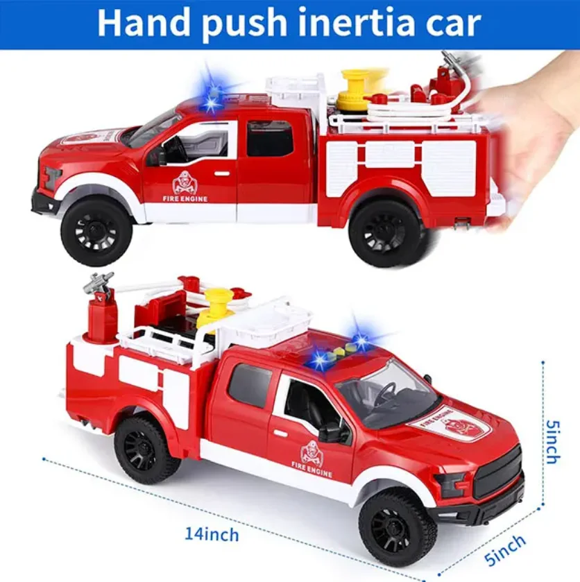 Multifunction Fire Fighting Truck with Sound Light and Spray Water Inertia Toy Car Pickup Truck