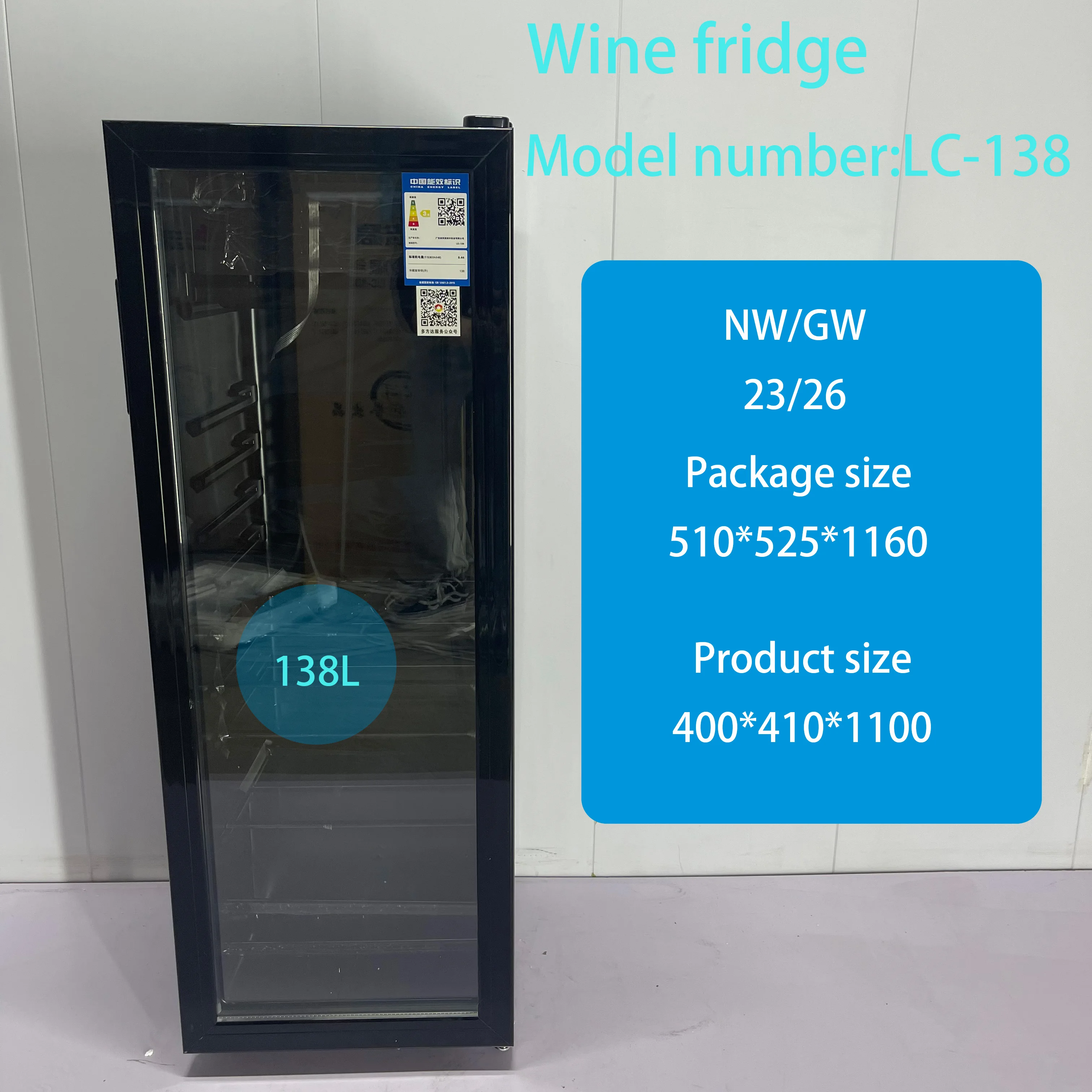 Factory Direct LC-138-liter Wine Cooler Large Capacity Dual-zone Display Energy Efficient Wine Cooler for Family Restaurants