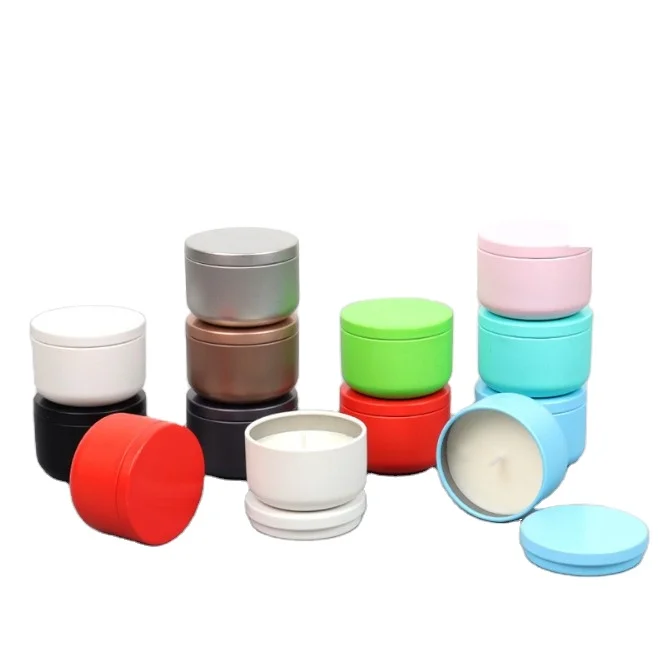 Custom Print Seamless Scented Metal Candle Tin Box Metal Tin Container for Tea Candle Pack round scented candle tins container