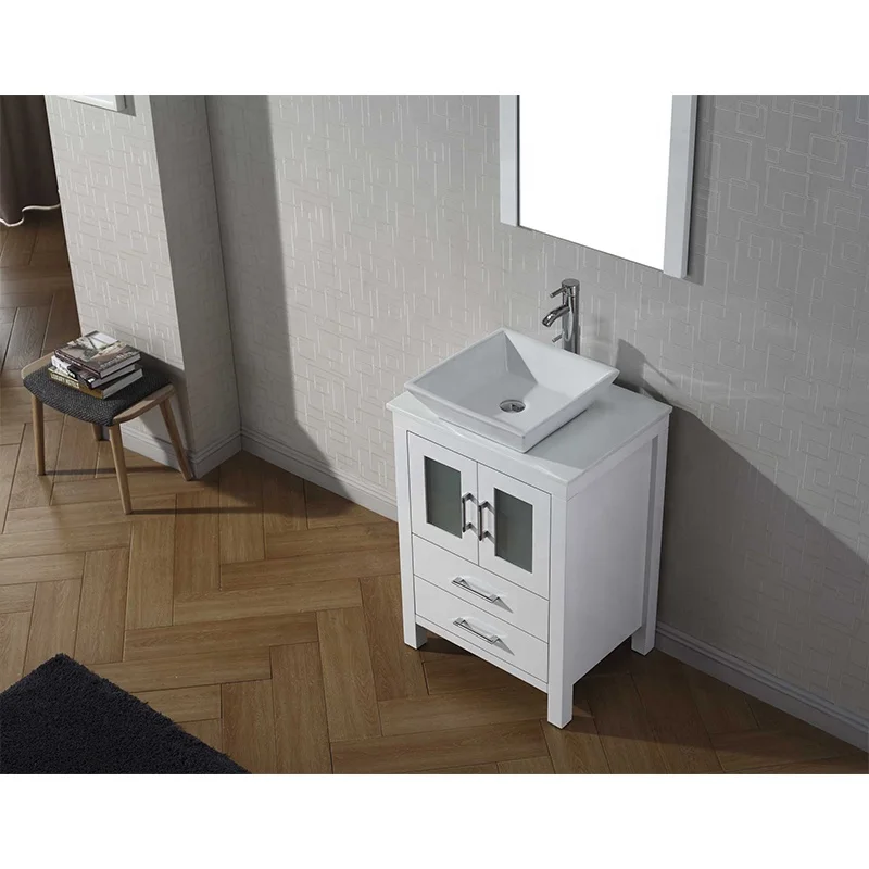 Popular American style drawer base cabinet type 34 inch wide white shaker bathroom vanity