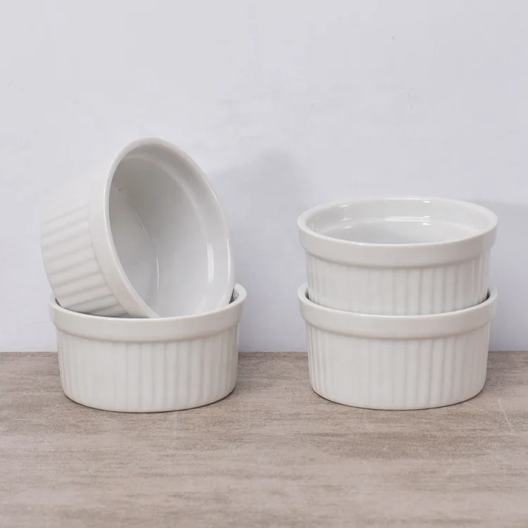 Chinese ceramic manufacturers wholesale kitchen bread pudding service white round pottery bowls