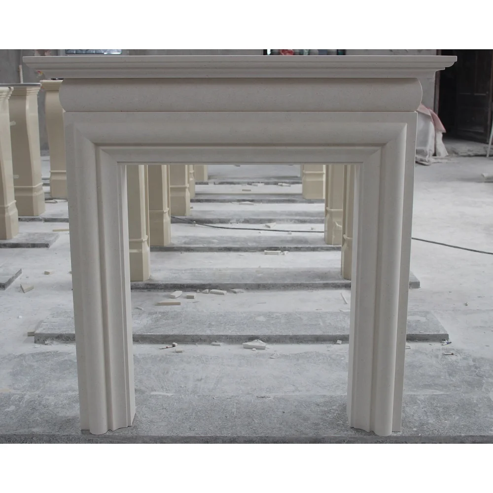 The Gallery Turkish White Agean Limestone Asquith Colby Fireplace Mantel Surround Frame