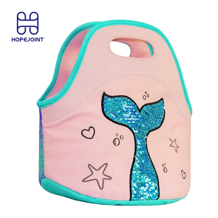 Eco Bag Lunch Kid Animal Sequin Mermaid Bags Kids Cartoon Box Girls Sequins Leak Proof For Sublimation Blank