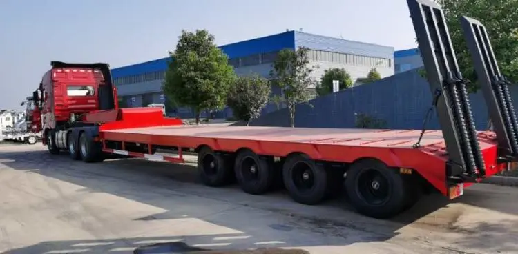 Размеры низкорамного прицепа 50T низкоплатформенный полуприцеп экскаватор грузовой прицеп