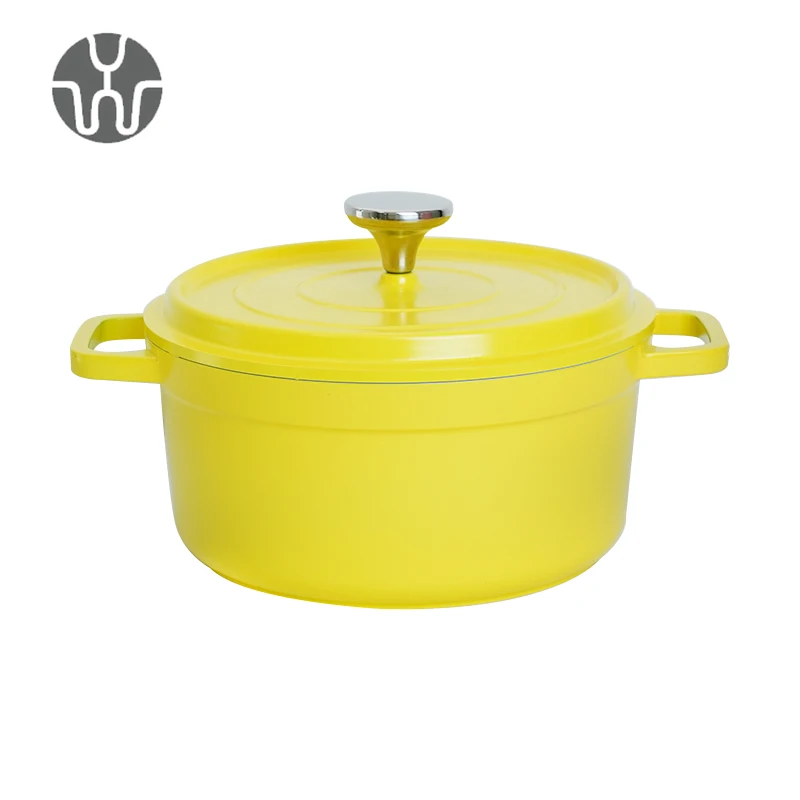 European Style Enamel Cookware Cooking Set Heat Resistant Double Ears Enamel Pot Set Ceramic Coating Pan