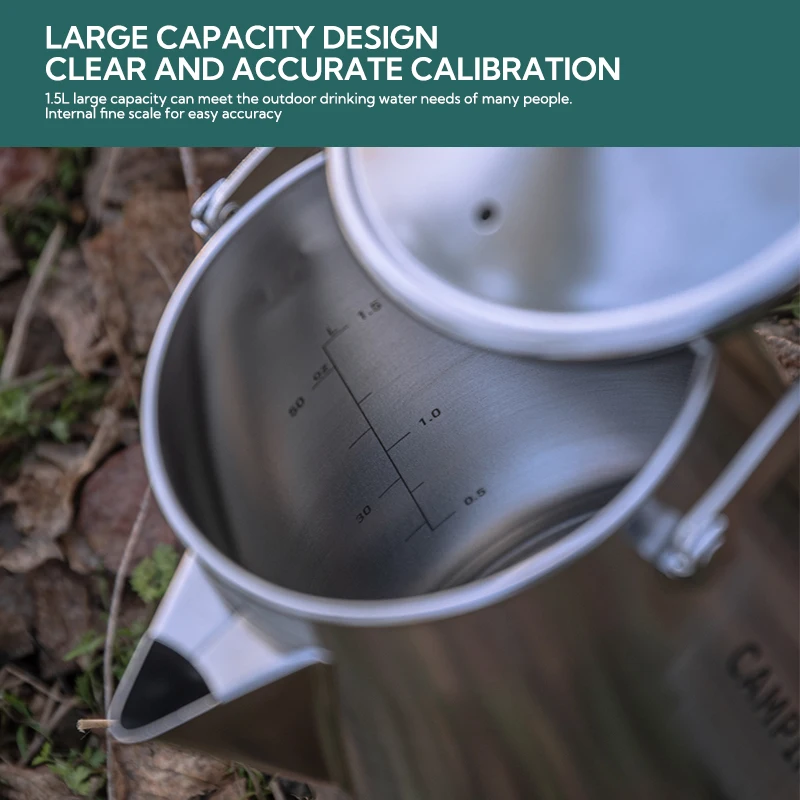 Campingmoon Outdoor Camping Durable Boiling Kettle Portable Large Capacity Stainless Steel BBQ Boil Kettle