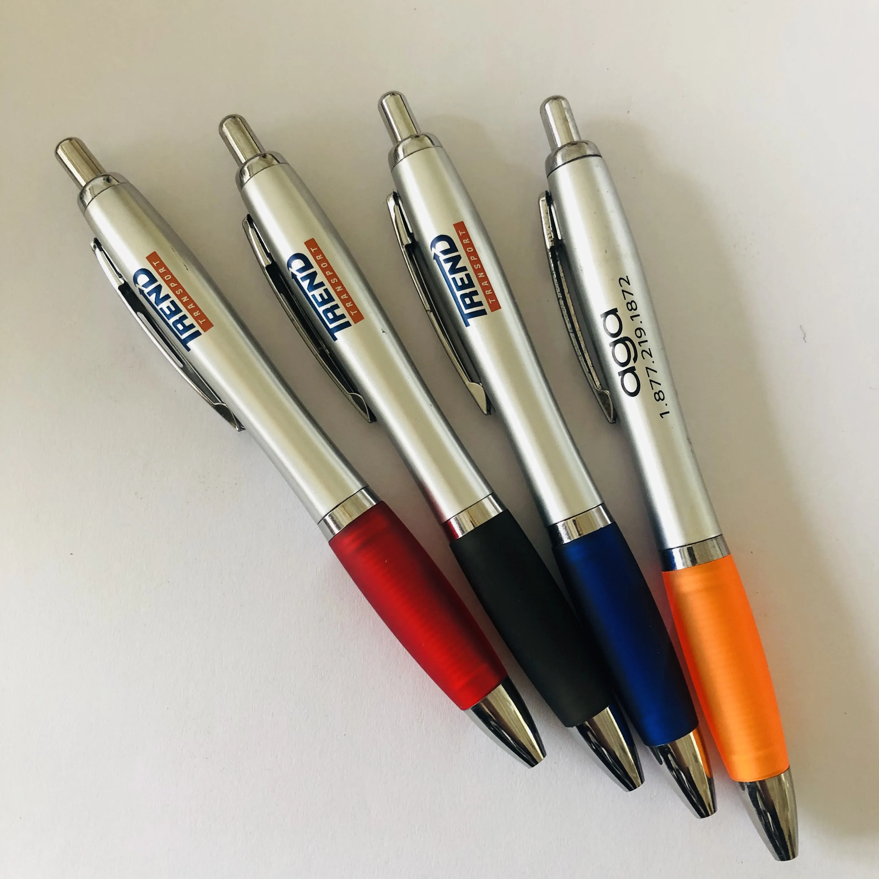 wholesale high quality silver promotional plastic ballpoint pen brand custom private logo company name gift pen