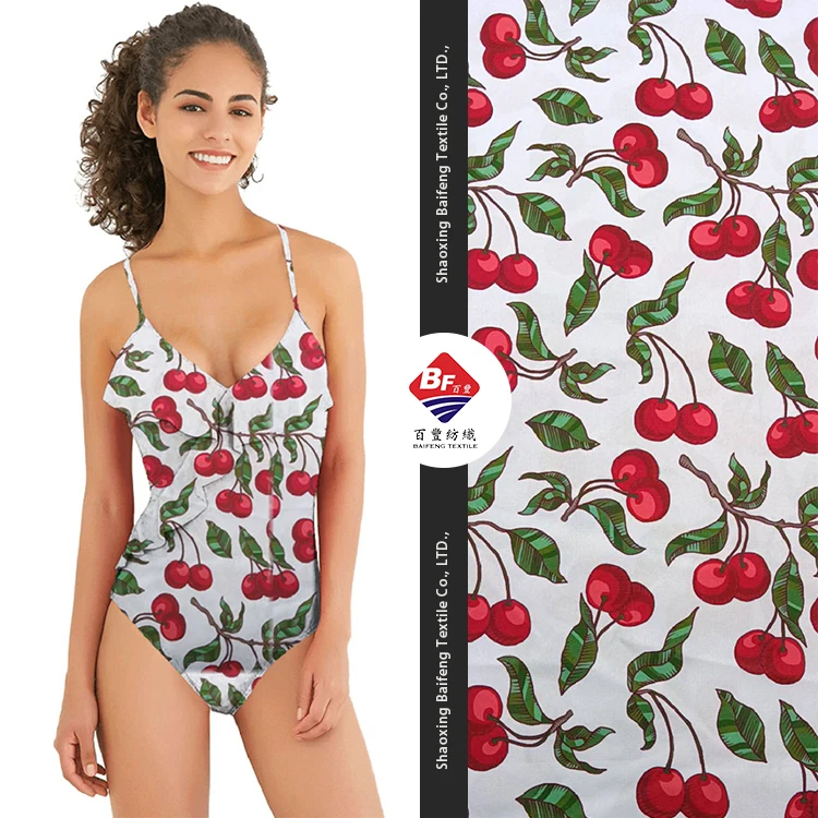 china shaioxing factory Cherry desgin 100% polyester printer woven fabric for lady