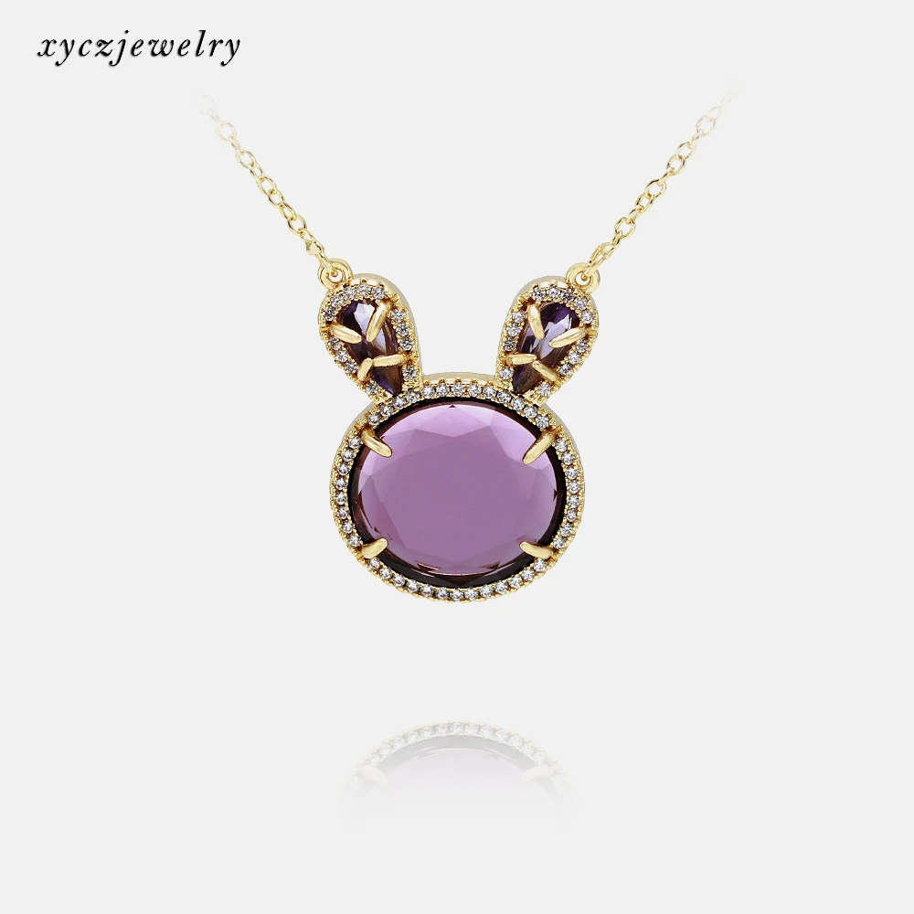 rabbit pendant necklace glass new arrivals gold plated jewelry rabbit necklace