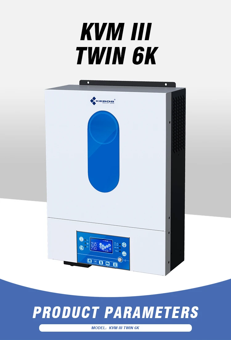 KEBOS KVM III TWIN 6KW Battery-free 6KVA LCD Display Off-grid Solar Inverter With Multi-Communication Port Support USB OTG